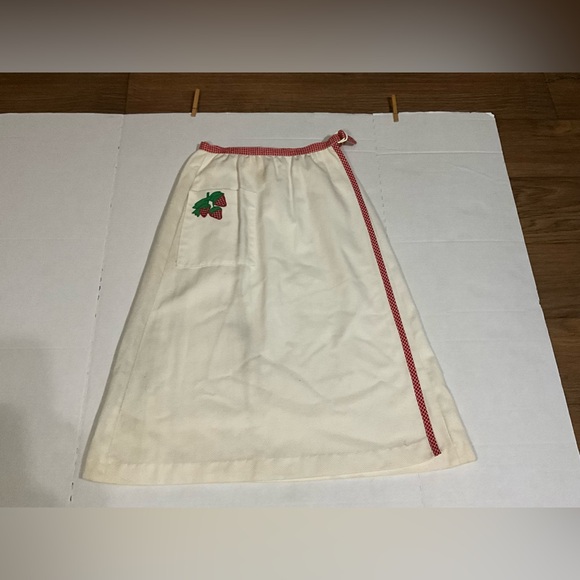 Unique Vintage Dresses & Skirts - Vintage 60’s Wrap Around Skirt Made by Century Embroidered Strawberries Size S